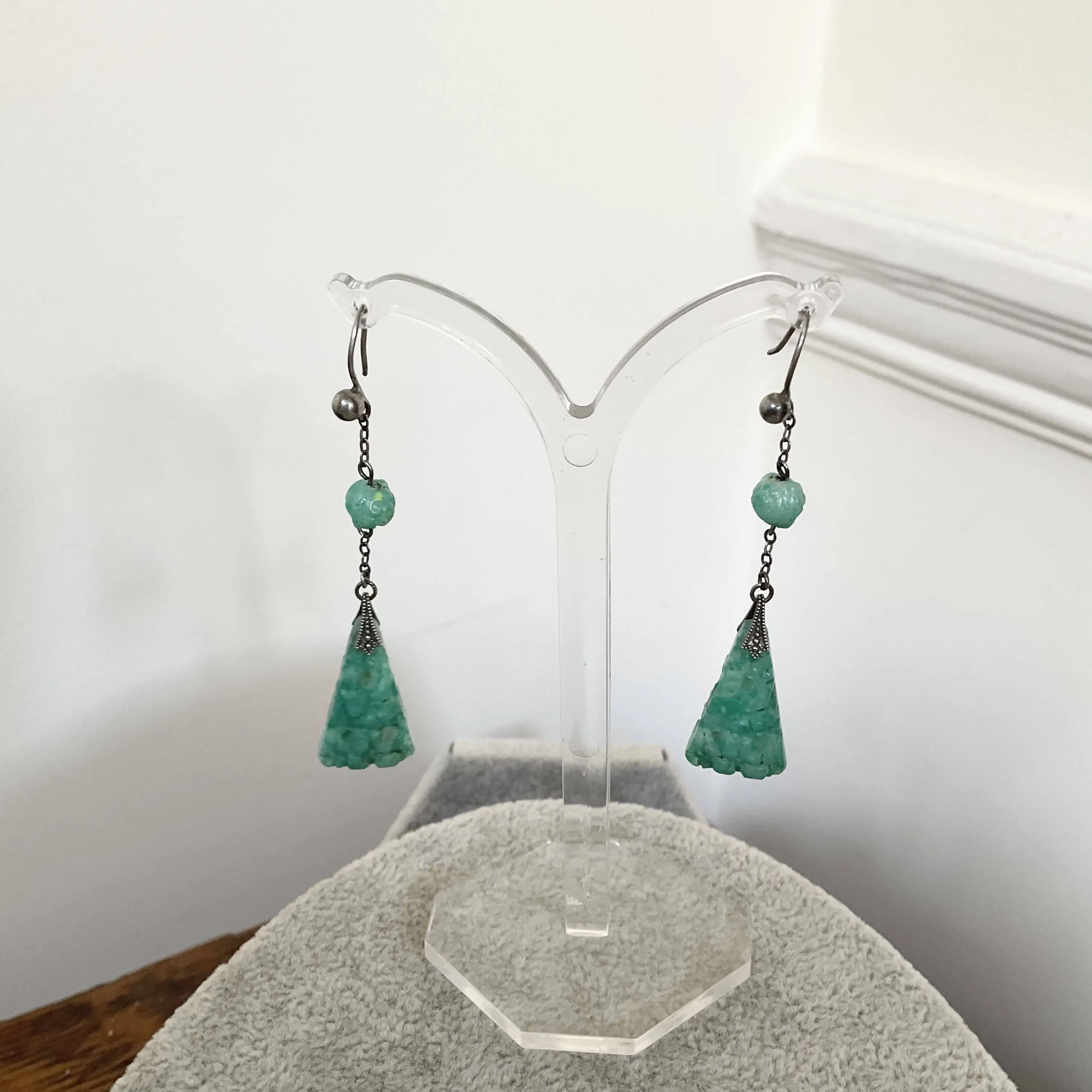 1930’s Art Deco faux jade earrings