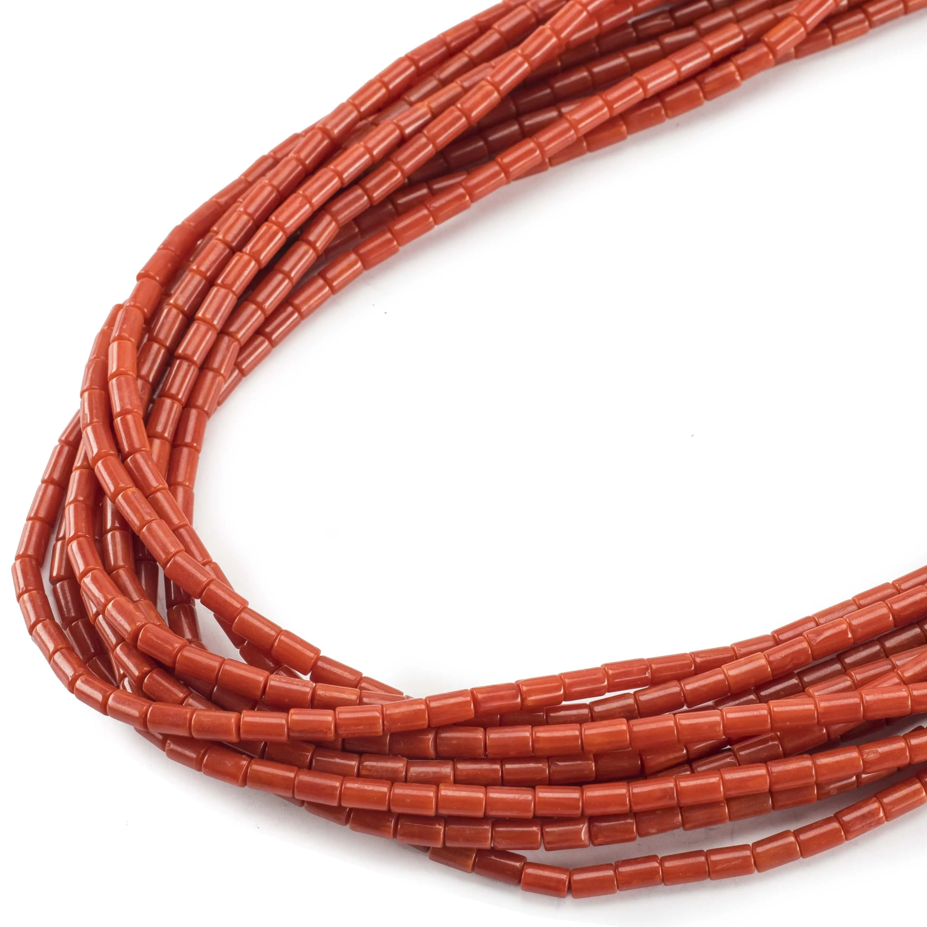 19" Ten Strand Coral USA Native American Made 925 Sterling Silver Necklace