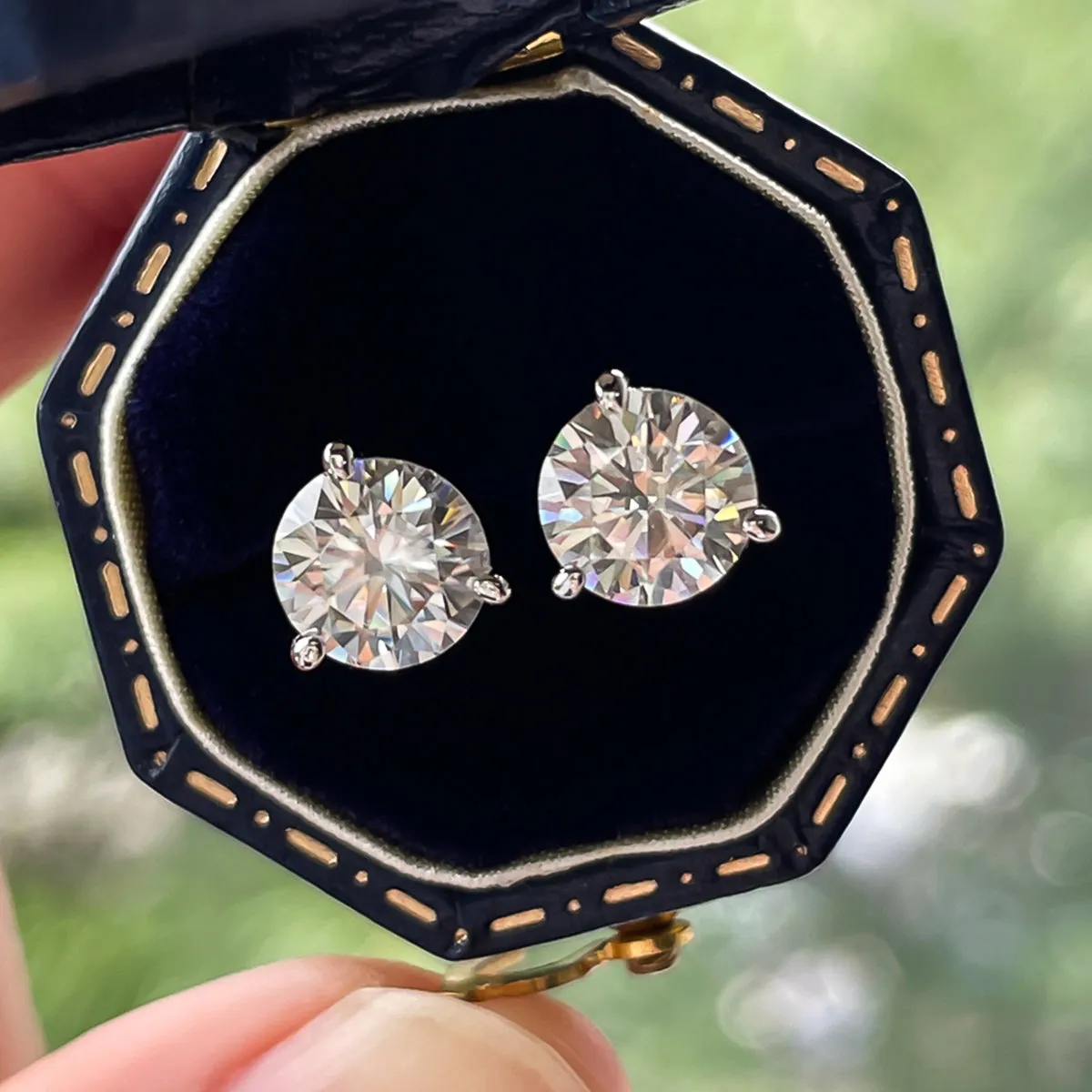 2.0CTTW Moissanite Earrings 18K White Gold Pated 925 Sterling Silver Earrings