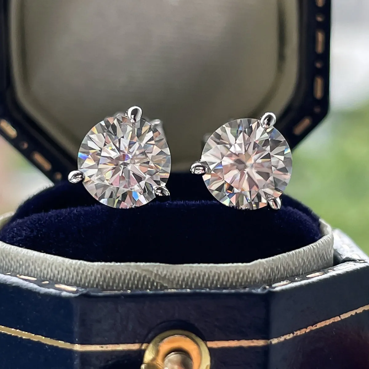 2.0CTTW Moissanite Earrings 18K White Gold Pated 925 Sterling Silver Earrings