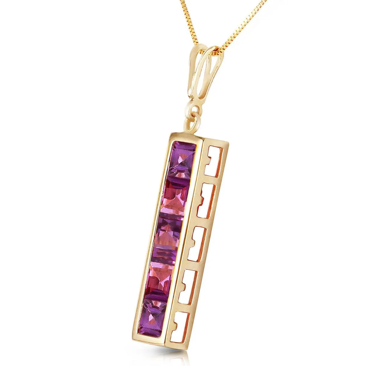 2.25 Carat 14K Solid Yellow Gold Romantic Chic Amethyst Necklace