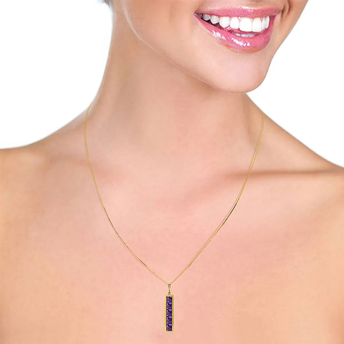 2.25 Carat 14K Solid Yellow Gold Romantic Chic Amethyst Necklace