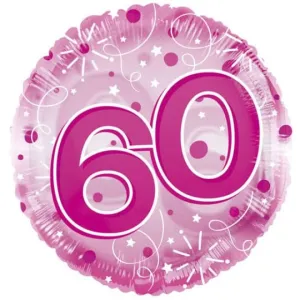 24 Inch Pink Age 60 Clearview Balloon