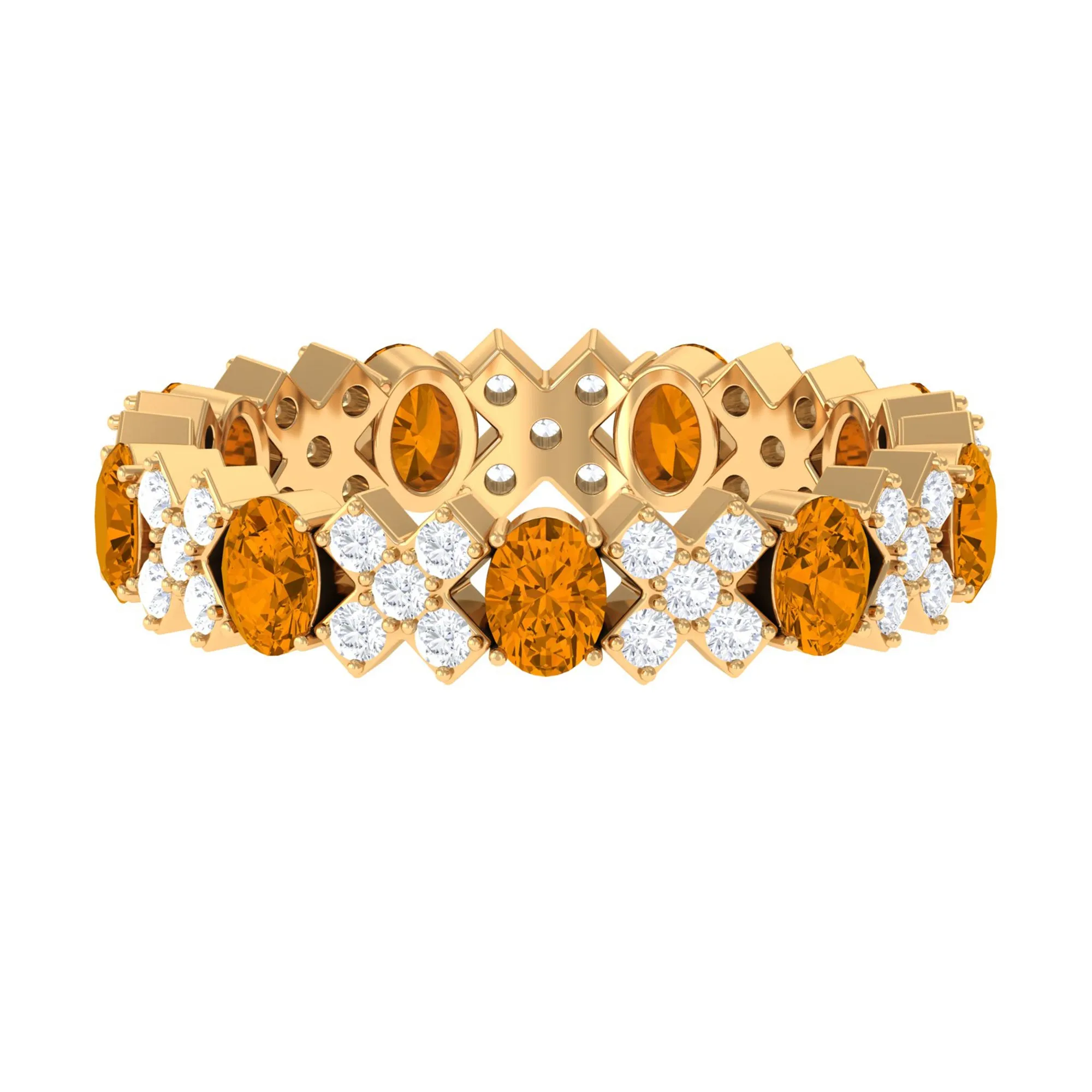 2.50 CT Real Citrine and Moissanite Designer Eternity Band Ring
