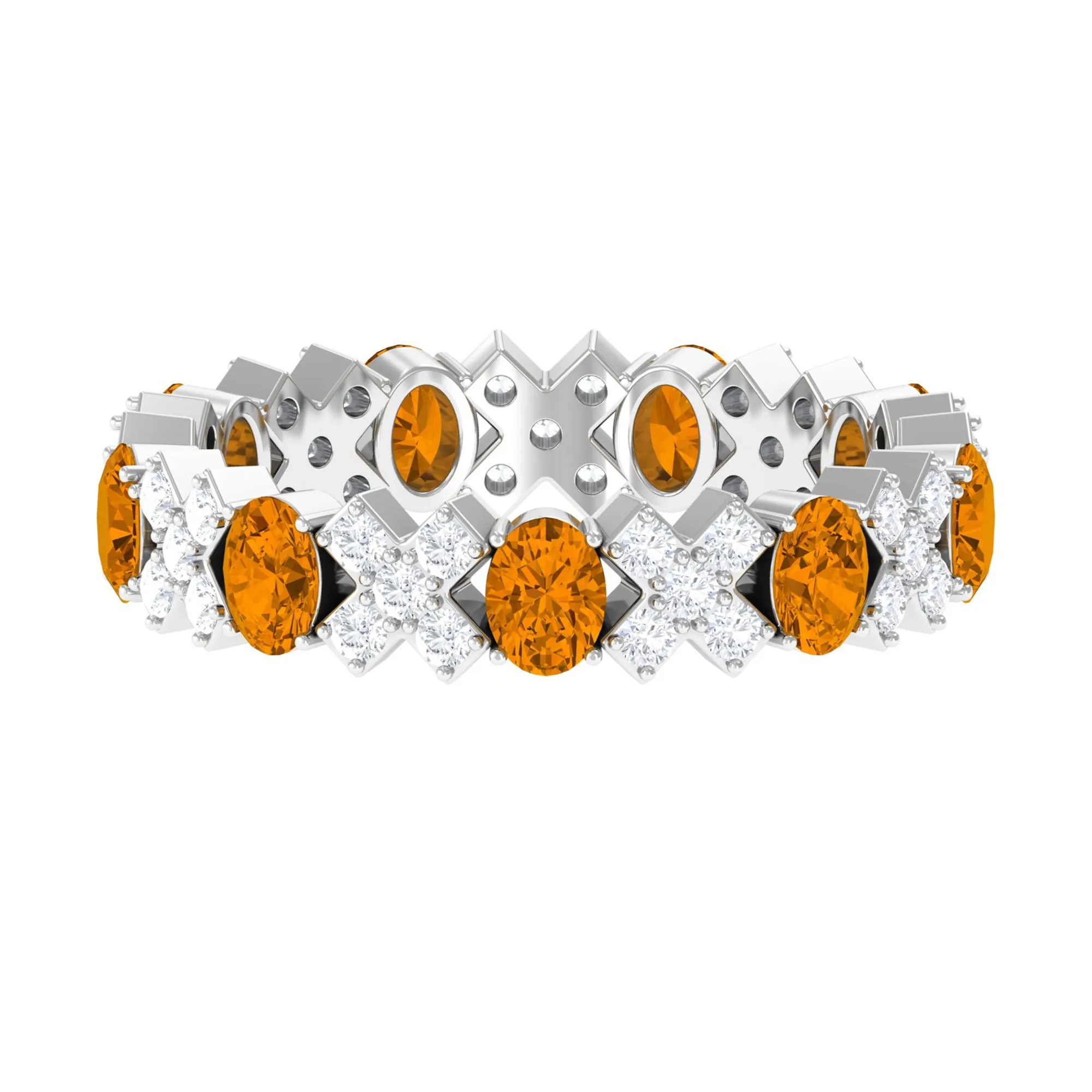 2.50 CT Real Citrine and Moissanite Designer Eternity Band Ring