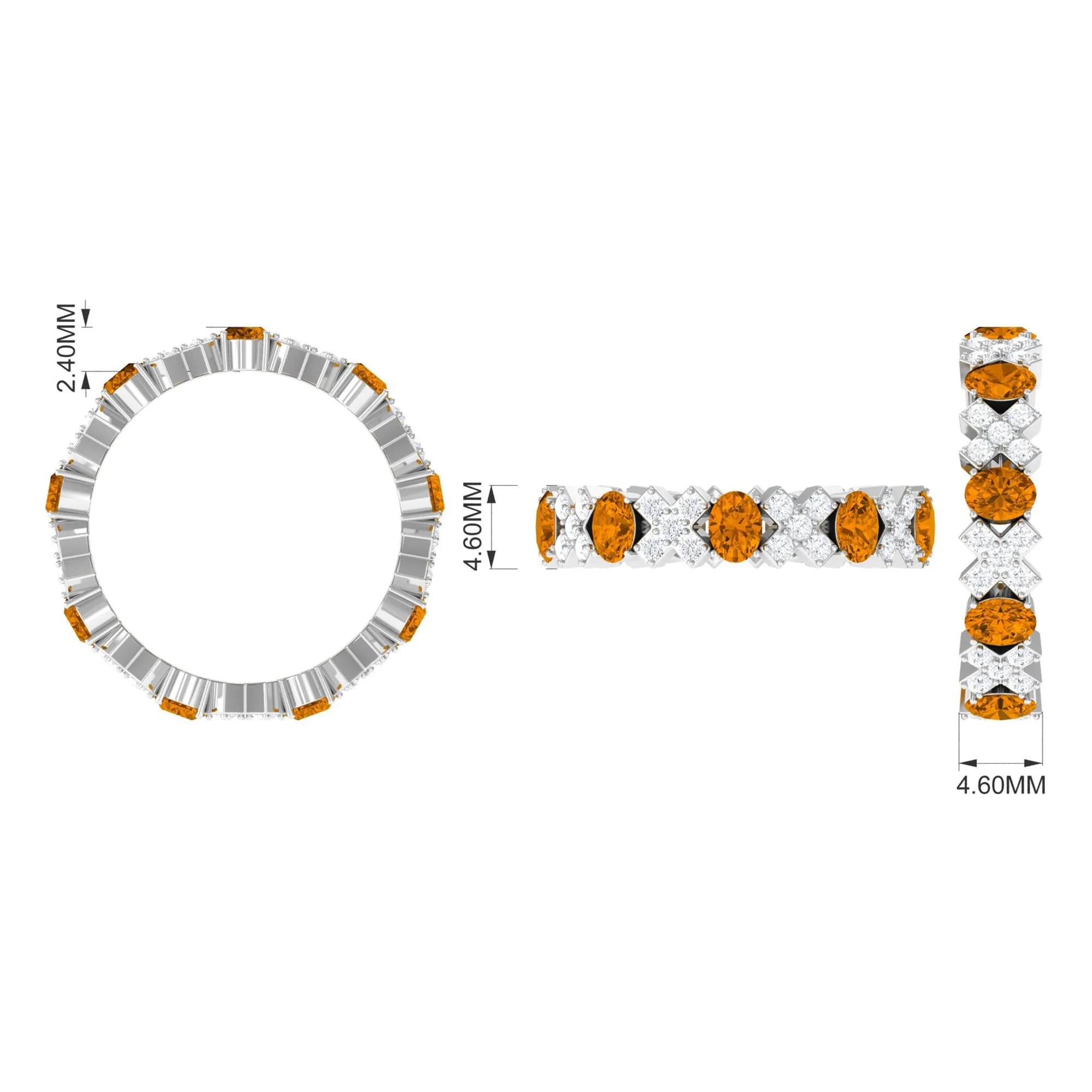 2.50 CT Real Citrine and Moissanite Designer Eternity Band Ring