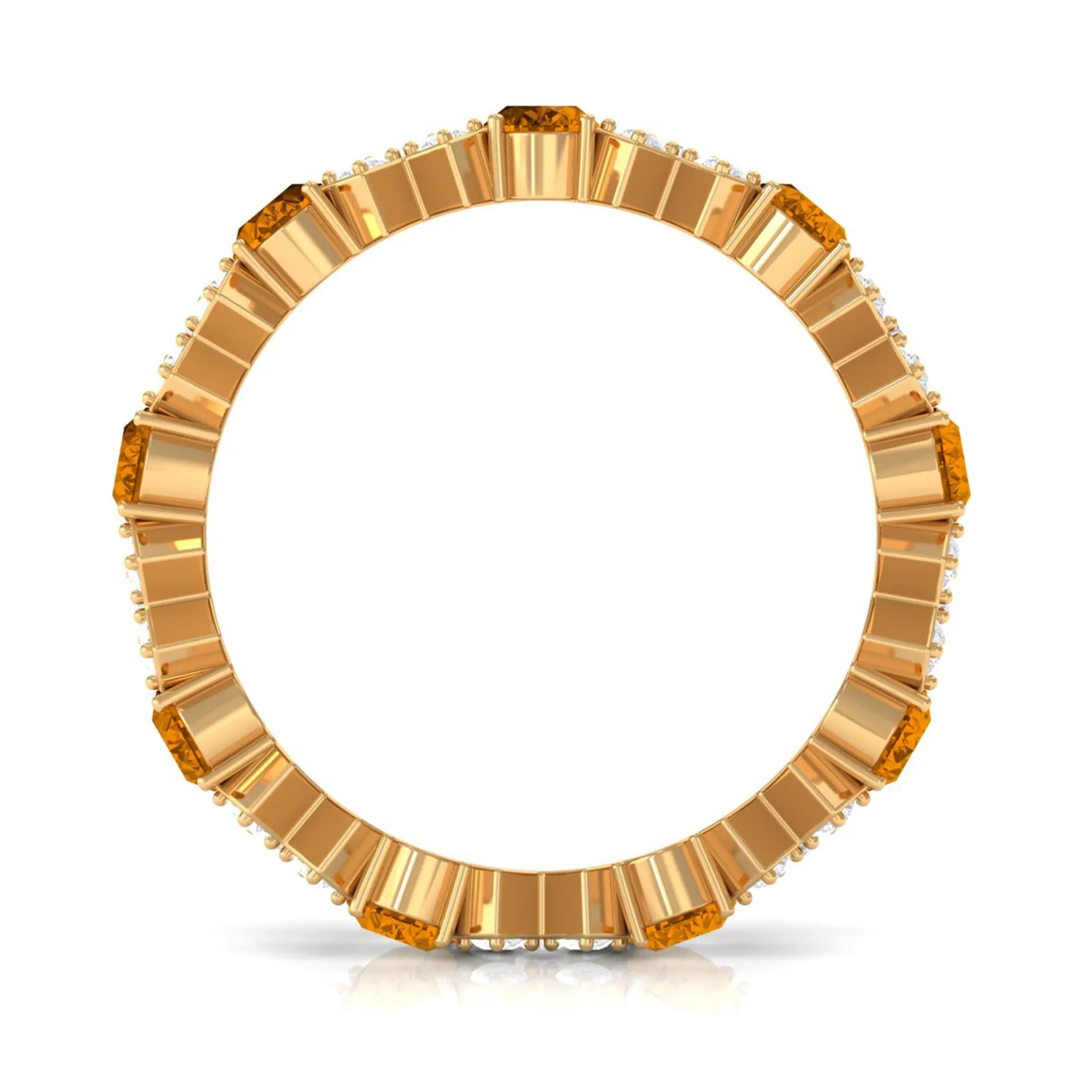 2.50 CT Real Citrine and Moissanite Designer Eternity Band Ring