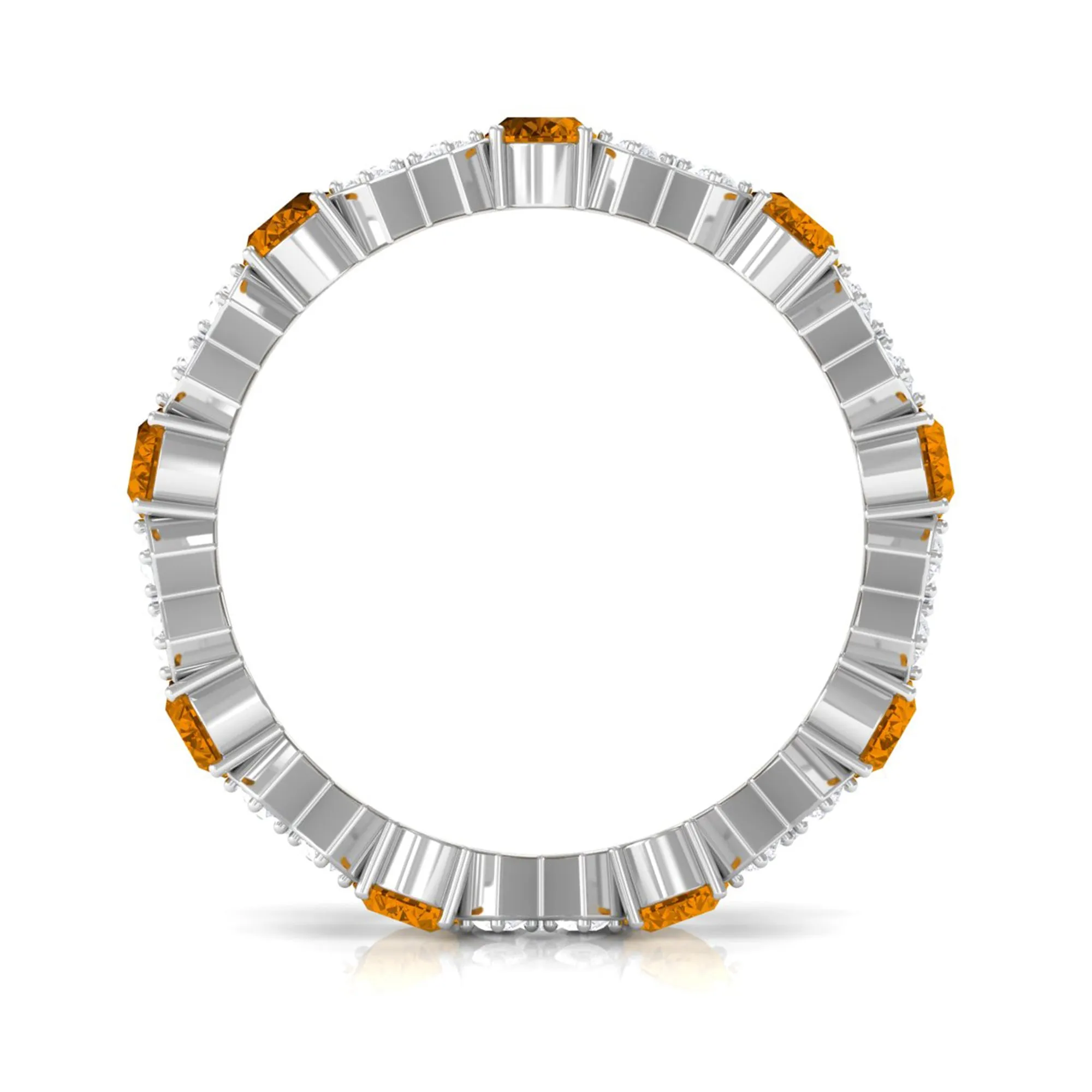 2.50 CT Real Citrine and Moissanite Designer Eternity Band Ring