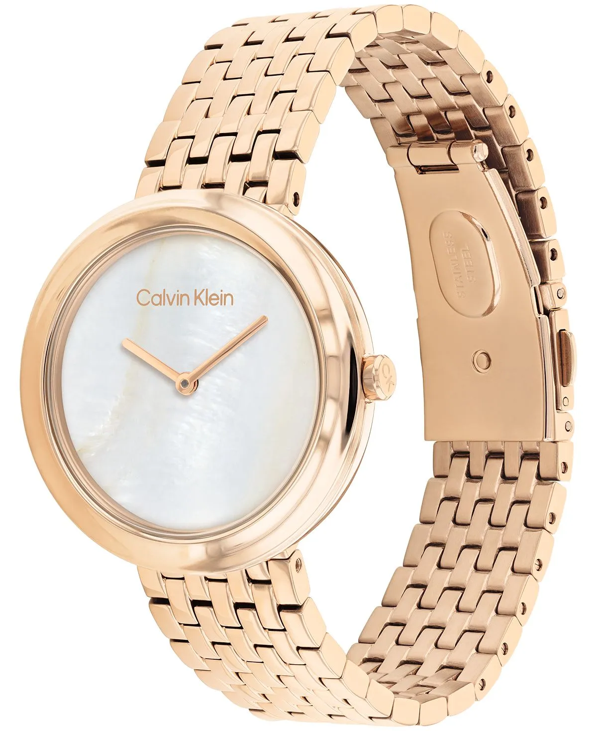 2H Women's Quartz Watch with Stud and Gold Stainless Steel Bracelet 34 mm Calvin Klein