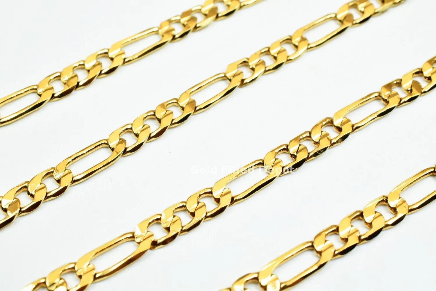 3 Foots 18K Gold Filled Look, Chain Figaro Chain Width 3.5mm Thickness 0.5mm Gold-Filled finding for Gold Filled Look, Jewelry Making GFC041