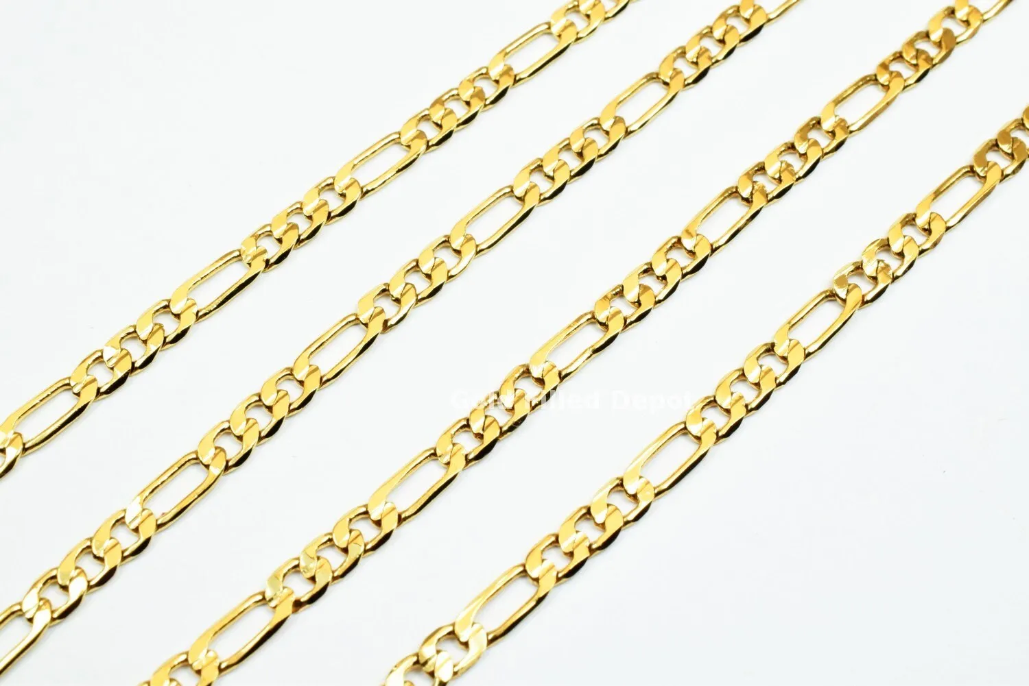 3 Foots 18K Gold Filled Look, Chain Figaro Chain Width 3.5mm Thickness 0.5mm Gold-Filled finding for Gold Filled Look, Jewelry Making GFC041