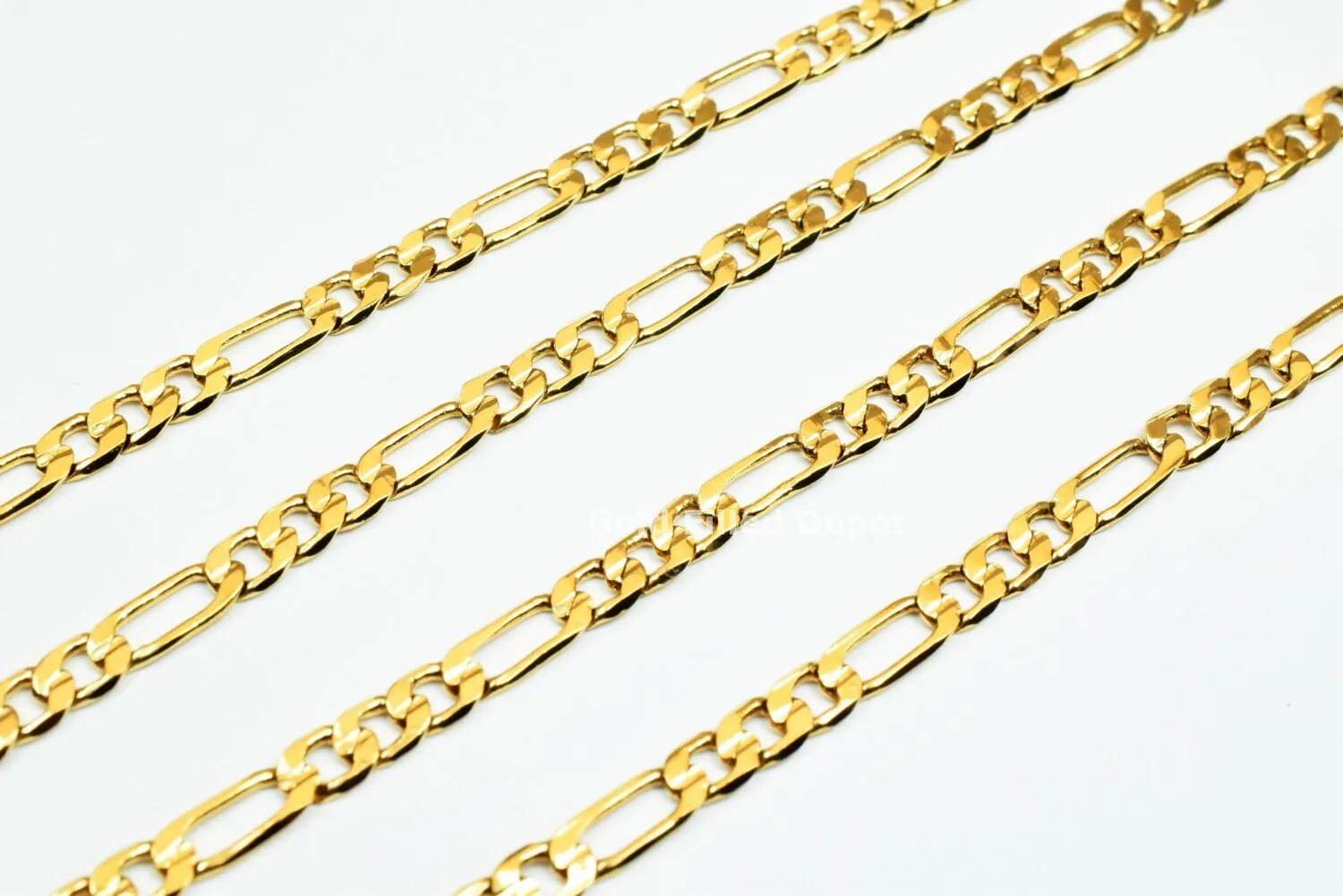 3 Foots 18K Gold Filled Look, Chain Figaro Chain Width 3.5mm Thickness 0.5mm Gold-Filled finding for Gold Filled Look, Jewelry Making GFC041