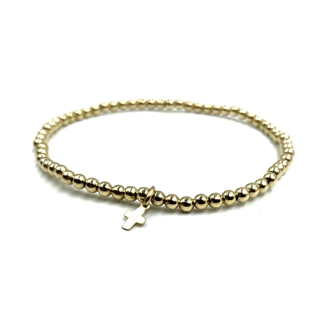 3mm Gold Filled Karma Waterproof Bracelet with Cross