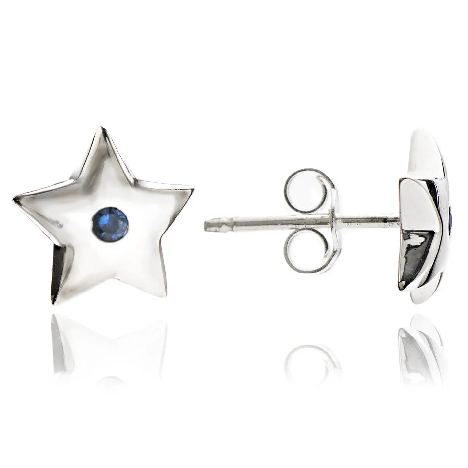 75%  DISCOUNT Dainty 925 Sterling Silver Star Stud Earrings with amethyst or blue sapphire