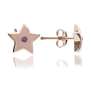 75% DISCOUNT  Exotic Glittering 18ct Rose Gold Vermeil Star Stud  Earrings  with rubies