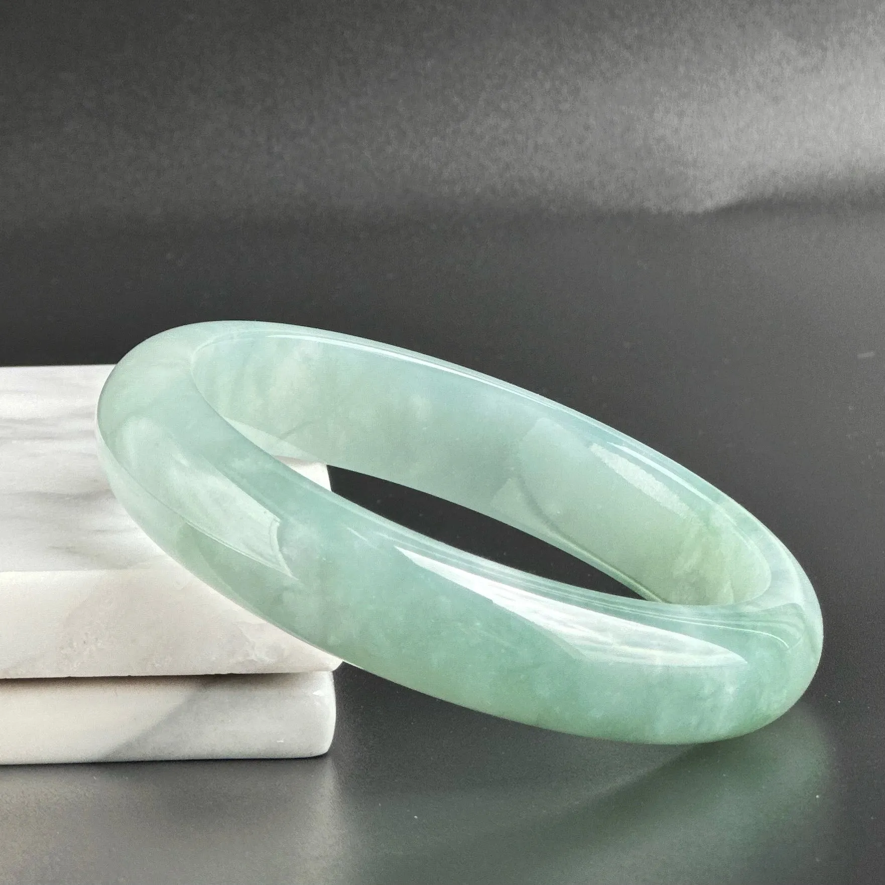 80157 57.0mm Highly Translucent Blue Jadeite Bangle