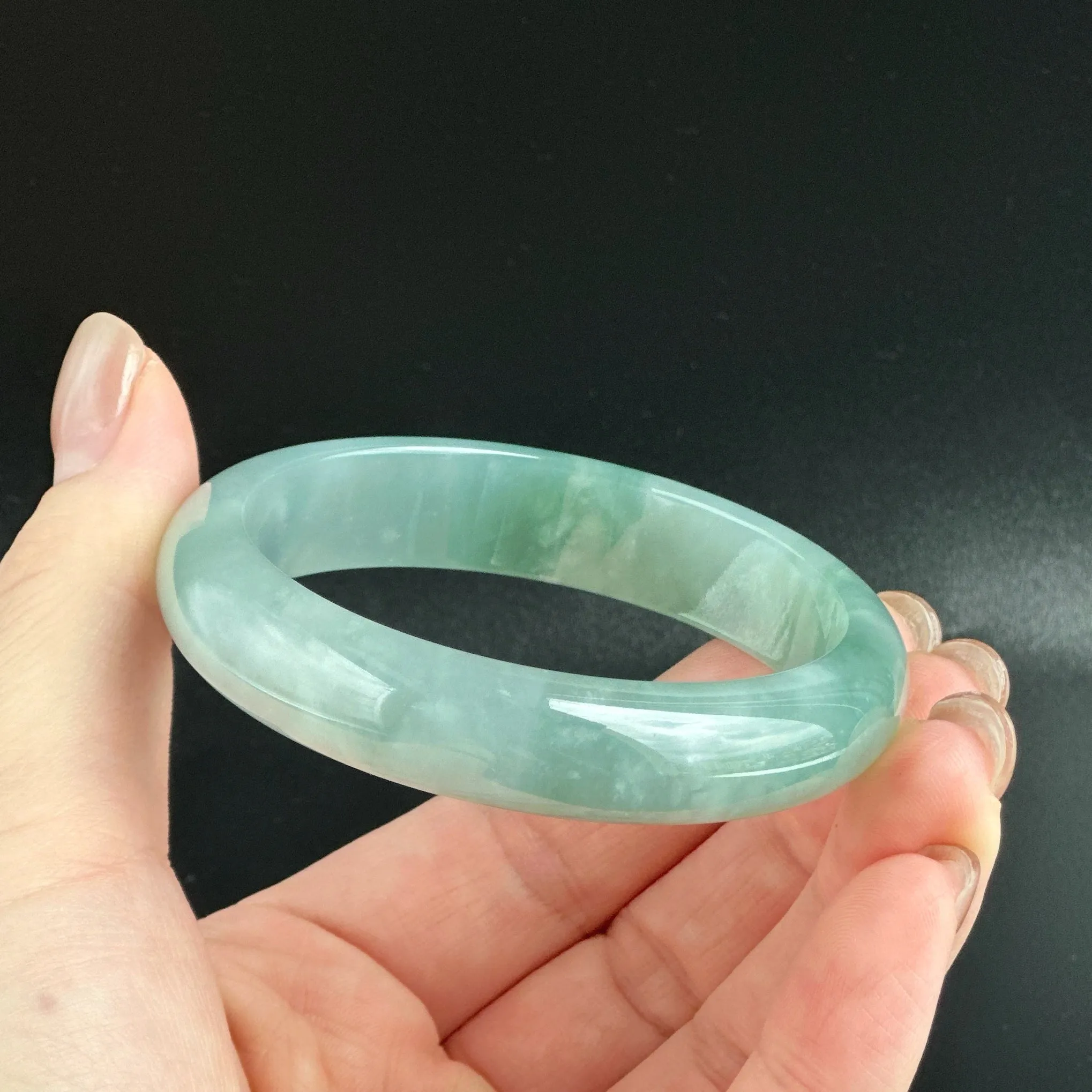 80157 57.0mm Highly Translucent Blue Jadeite Bangle