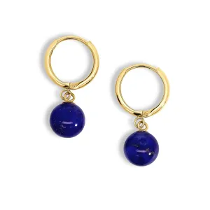 9ct Yellow Gold Hoop With Lapis Drop