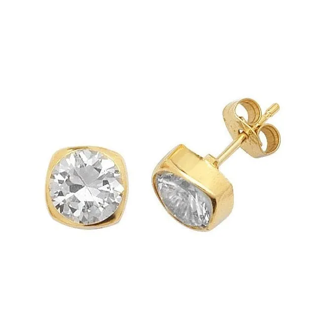 9ct  Yellow  Gold  Zirconia  Stud  Earrings  ES305