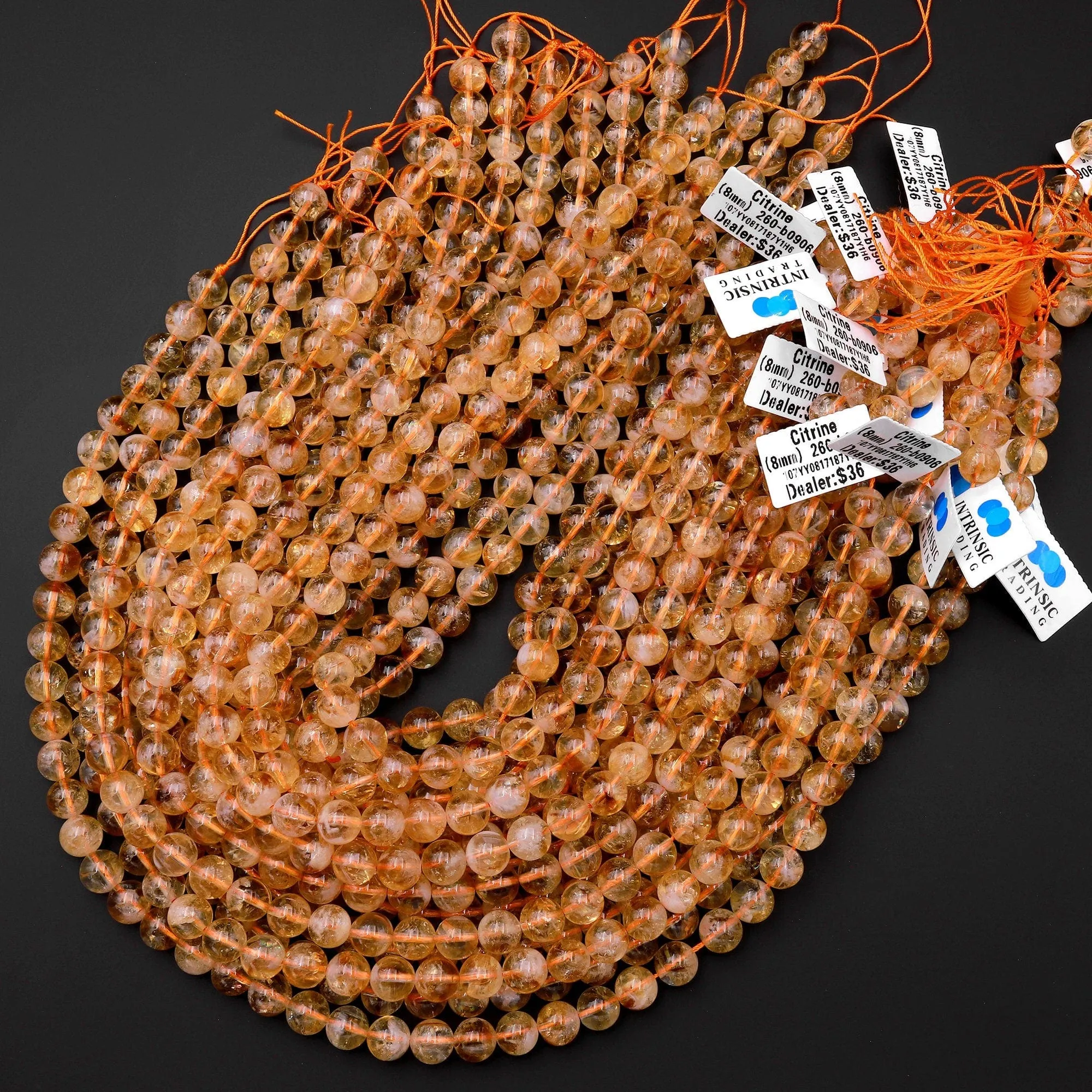 AA Natural Golden Citrine 4mm 6mm 8mm 10mm 12mm Smooth Round Beads Gemstone 15.5" Strand