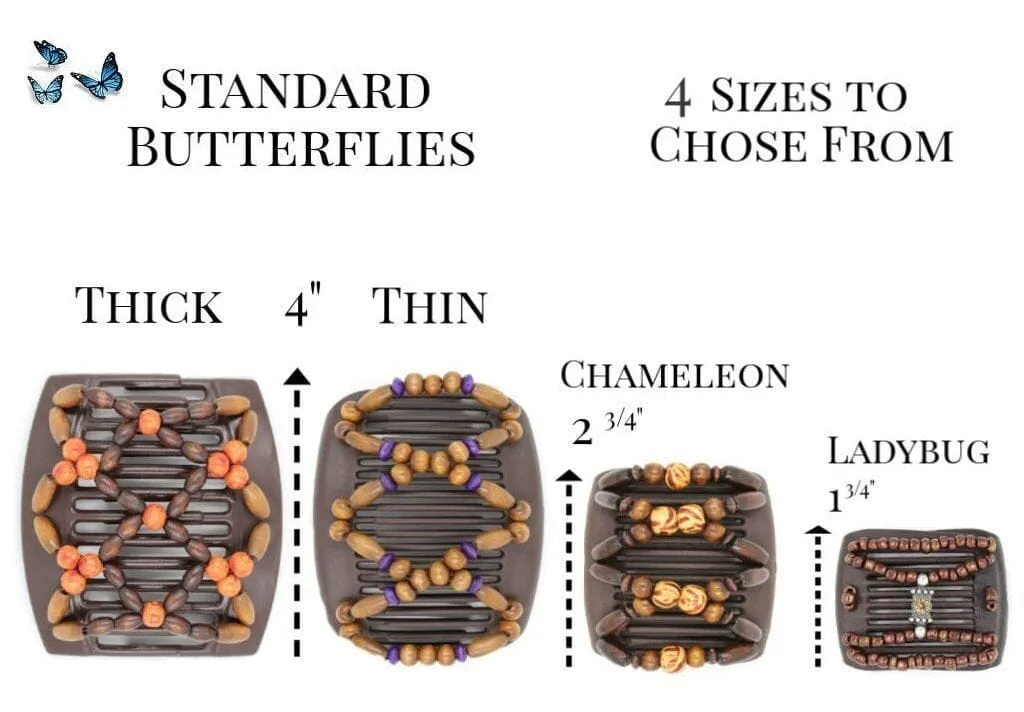African Butterfly Hair Comb - Flowers Brown 60