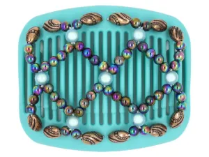African Butterfly Hair Comb - Ndalena Turquoise 06