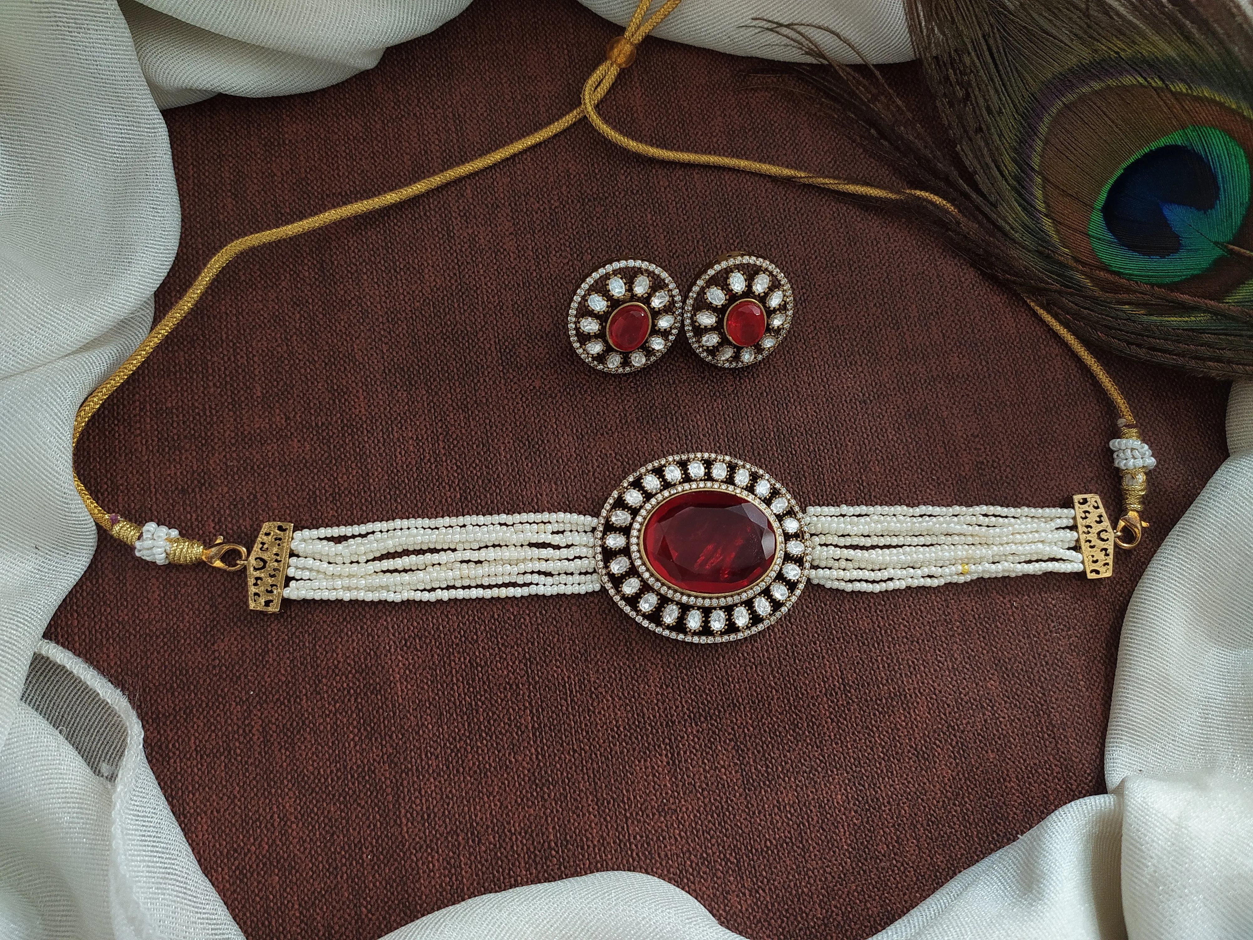 Amazing Moissanite Stones Victorian Choker Set