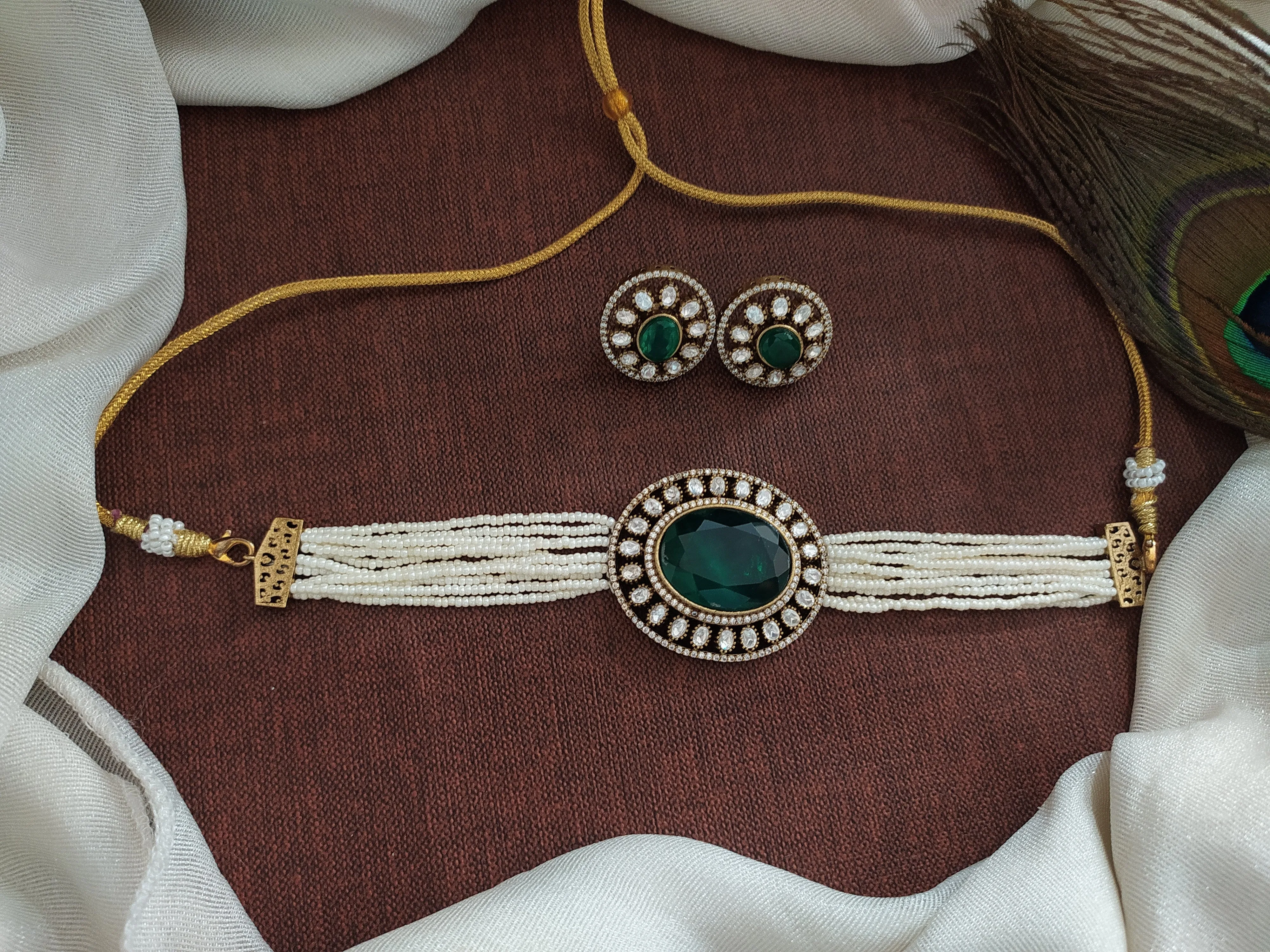 Amazing Moissanite Stones Victorian Choker Set