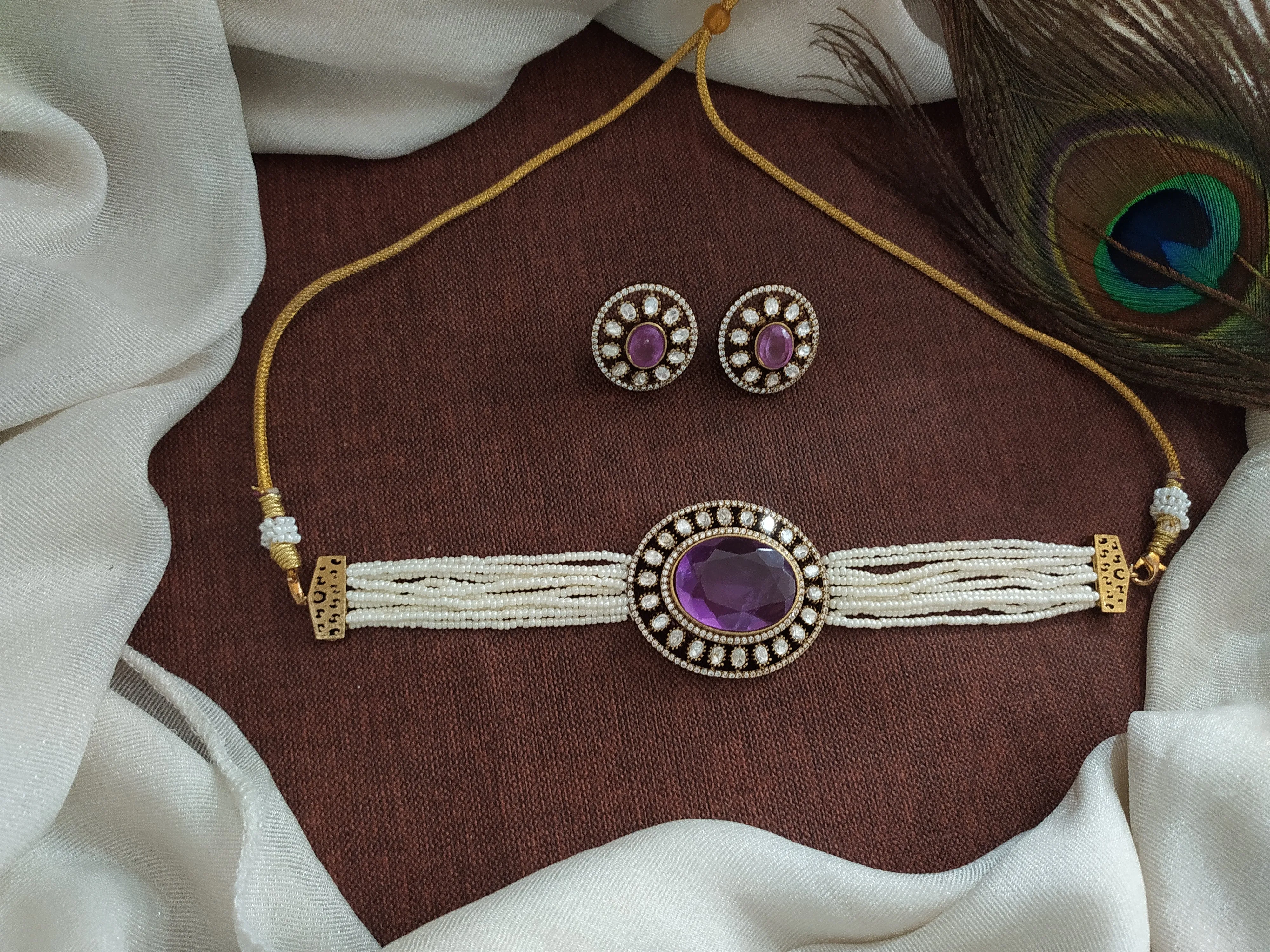 Amazing Moissanite Stones Victorian Choker Set