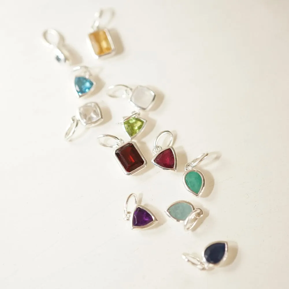 Amethyst February Birthstone Charm Necklace Sterling Silver