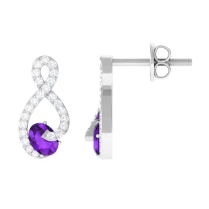 Amethyst Infinity Stud Earrings with Diamond