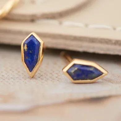 Ania Haie Gold Plated Lapis Emblem Stud Earrings
