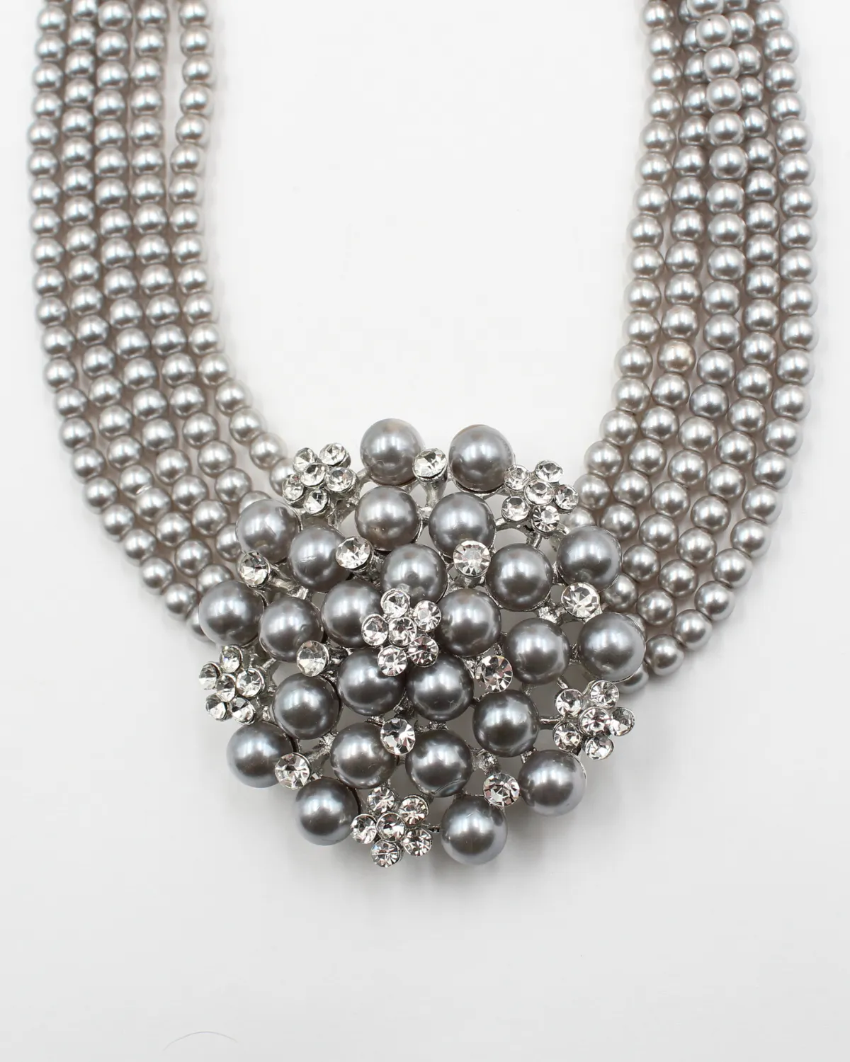 Audrey Hepburn Style Faux Pearl Silver Chocker Set