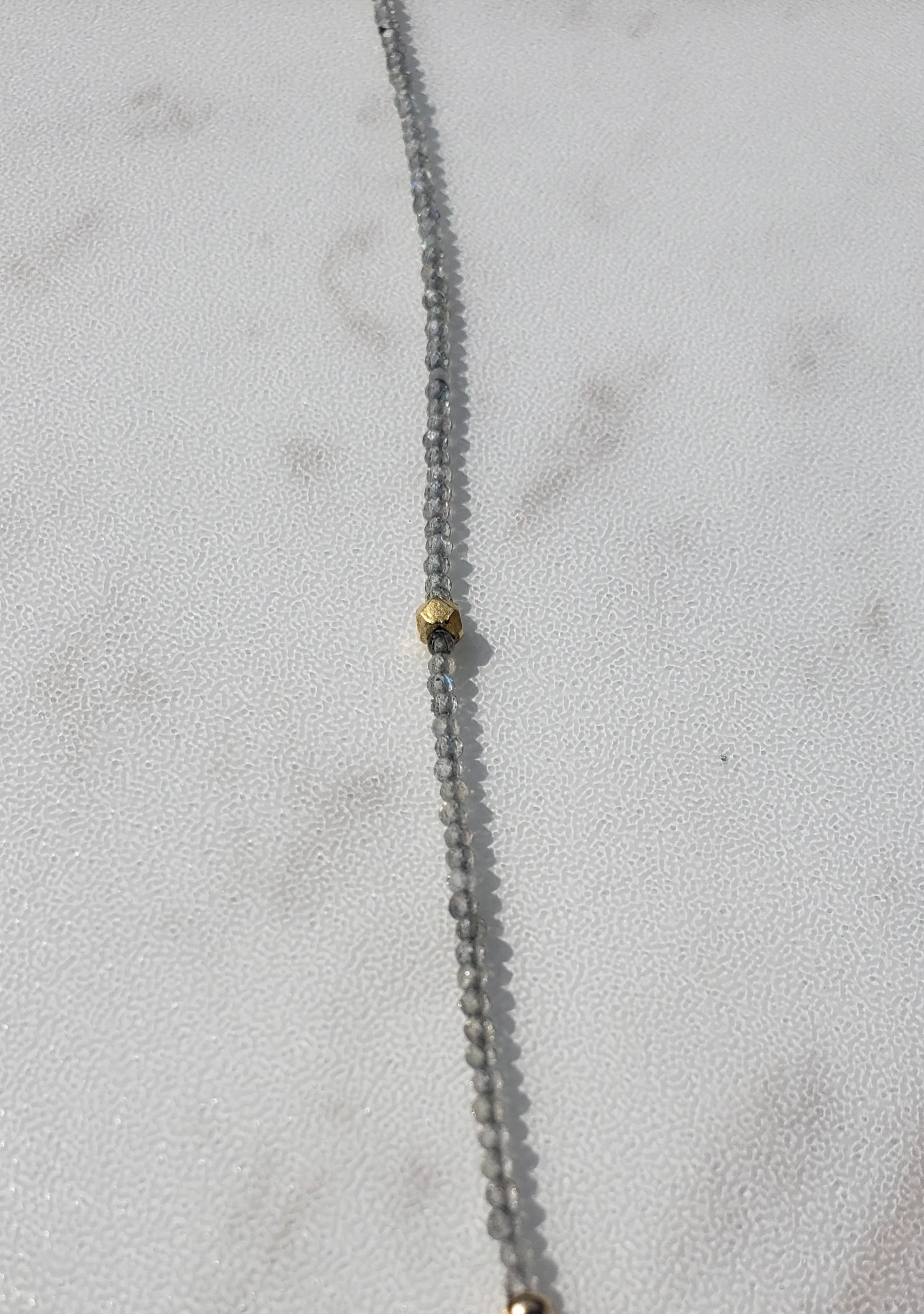 AVF Labradorite & Gold Long Beaded Necklace (SI3701)