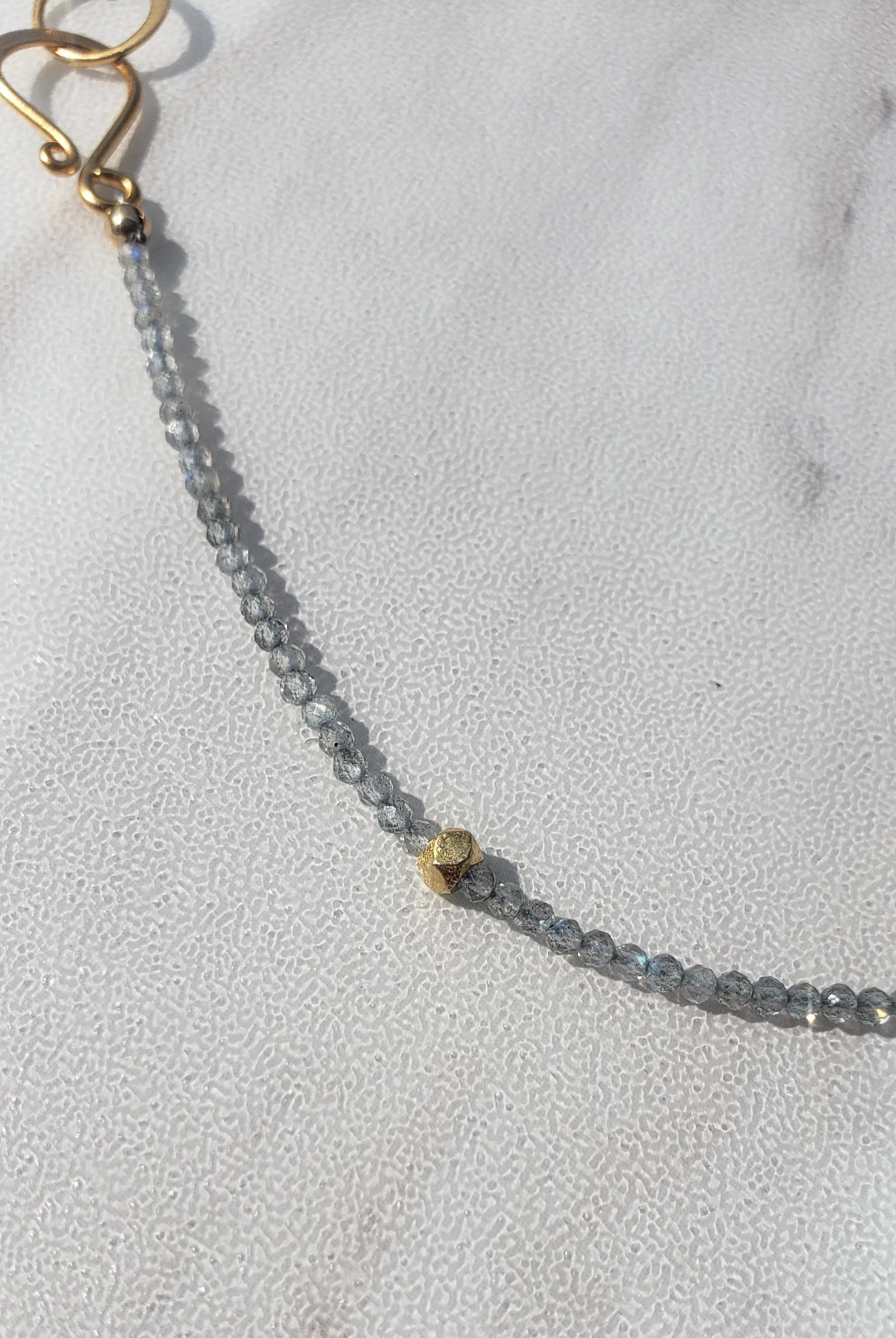 AVF Labradorite & Gold Long Beaded Necklace (SI3701)