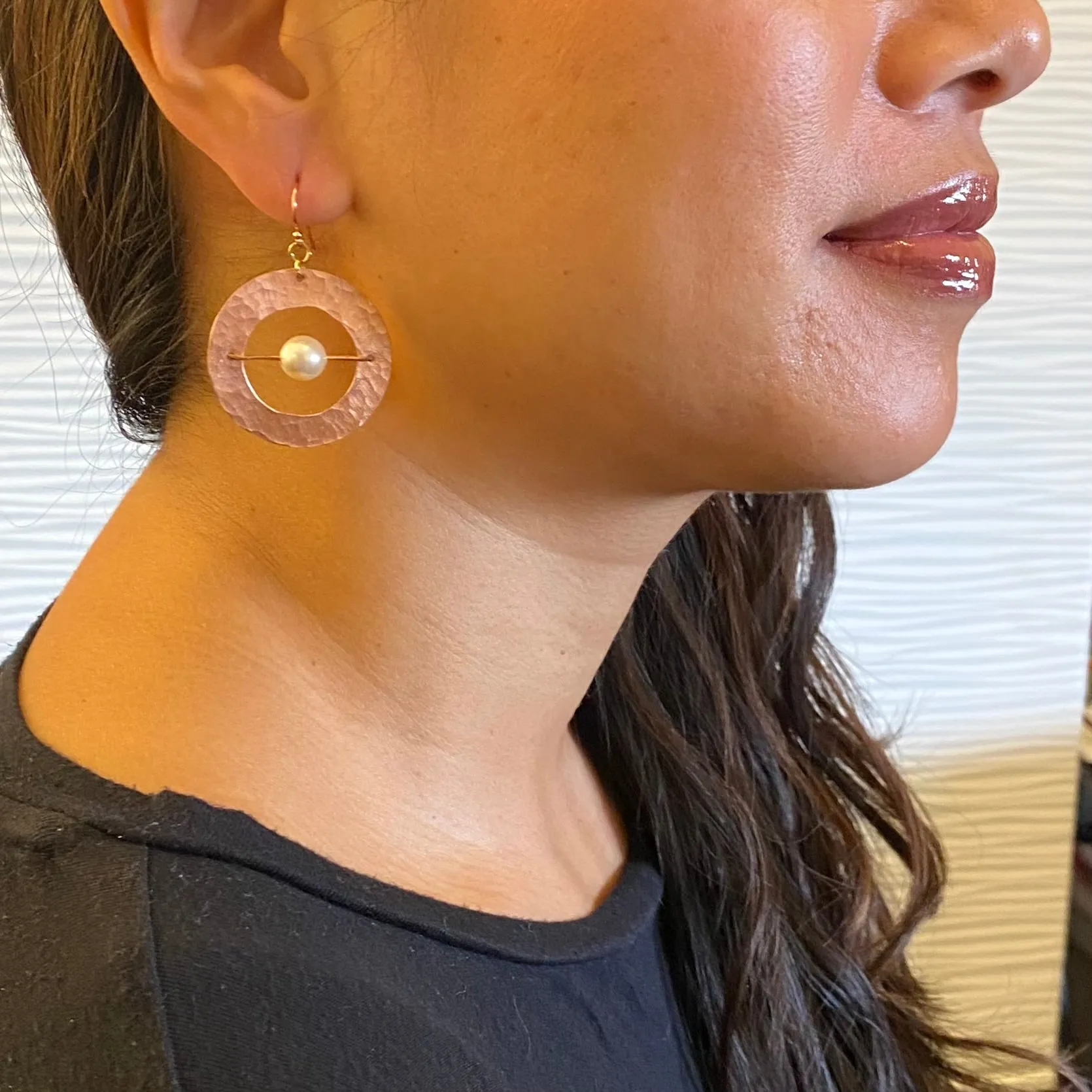 AXIS SMALL Contemporary Every Day Dangle Earrings with Suspended Stone from the SCULPTURAL Collection