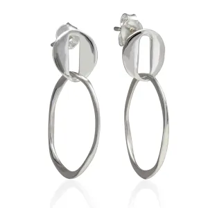 Banyan Sterling Silver Organic Drop Hoop Earrings