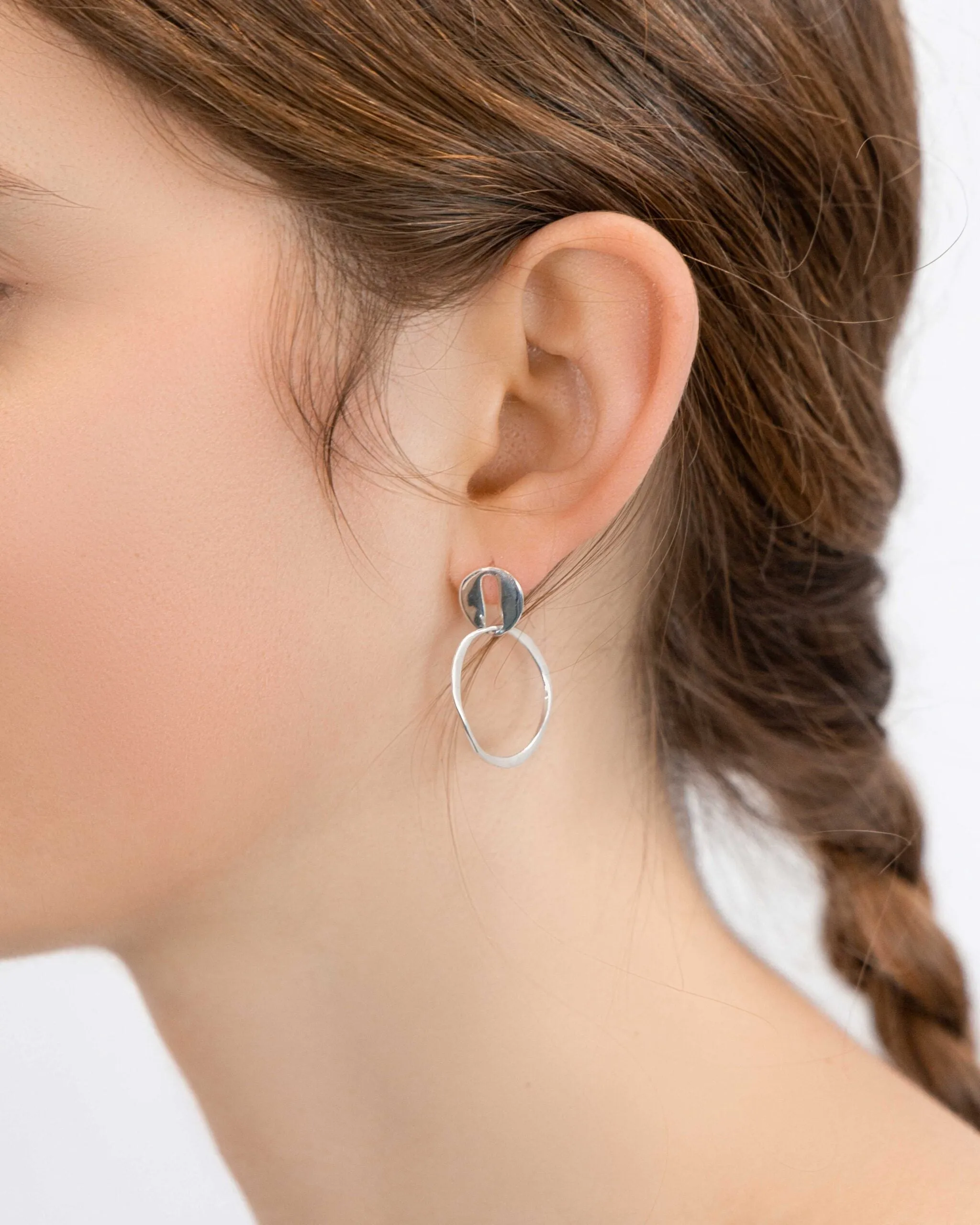 Banyan Sterling Silver Organic Drop Hoop Earrings