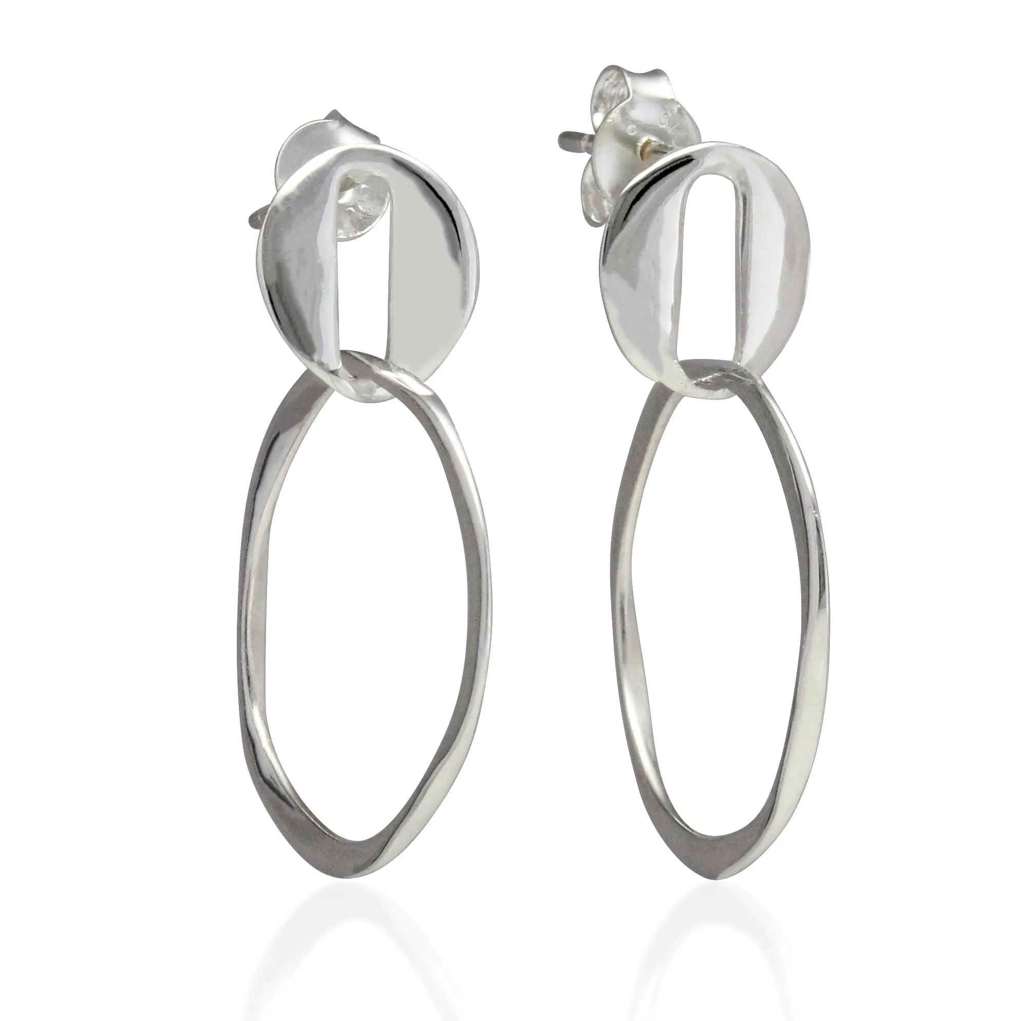 Banyan Sterling Silver Organic Drop Hoop Earrings
