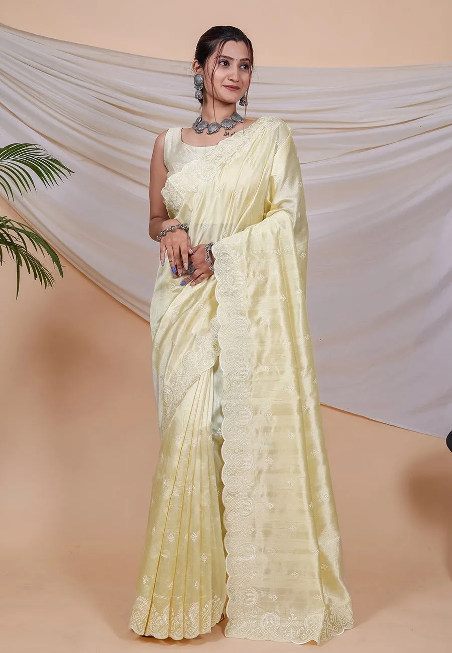 Beautiful Designer Pure Soft Silk Saree With kantha Thread Work