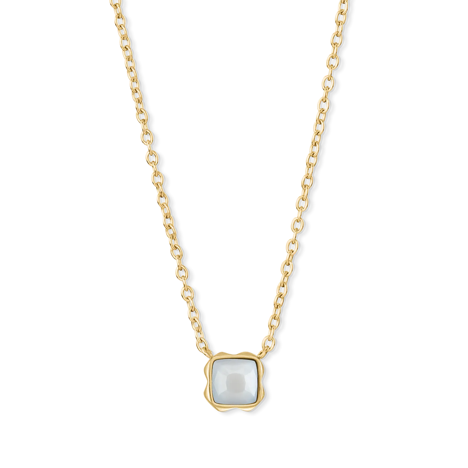 Birthstone April Necklace White Quartz Gold