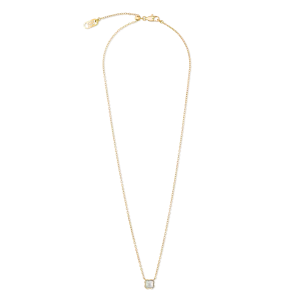 Birthstone April Necklace White Quartz Gold