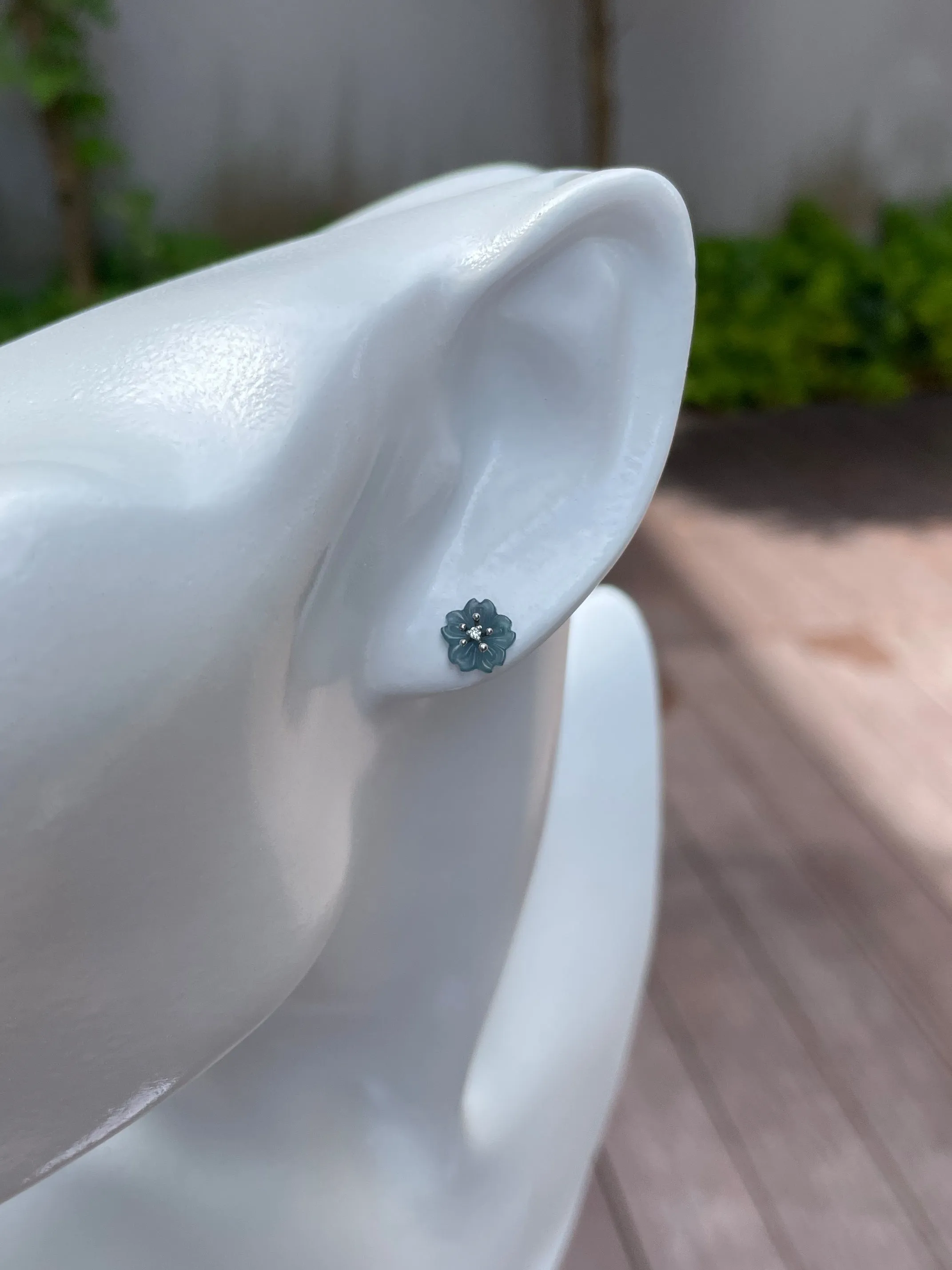 Blue Jade Earrings - Cherry Blossoms (NJE046)