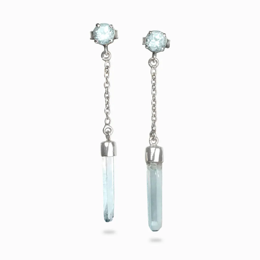 Blue Topaz and Aqua Aura Drop Earrings