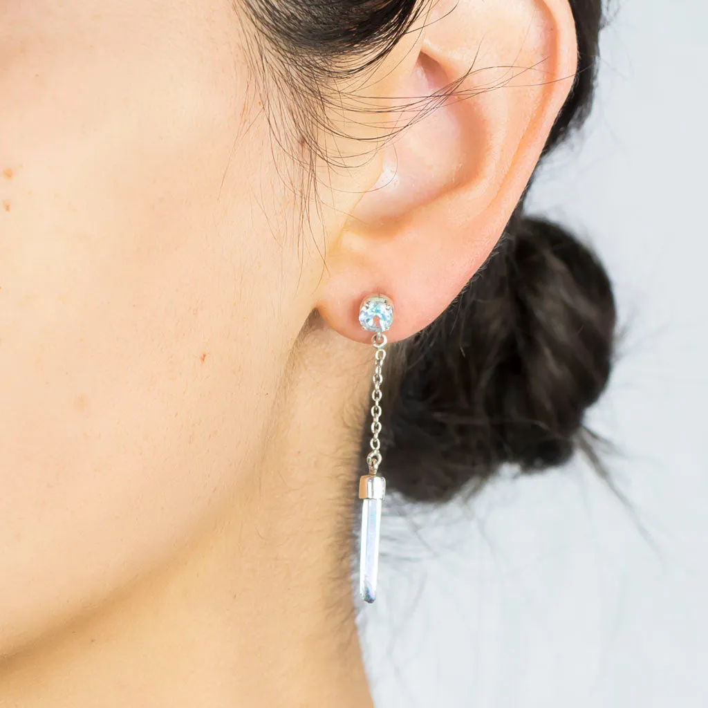 Blue Topaz and Aqua Aura Drop Earrings