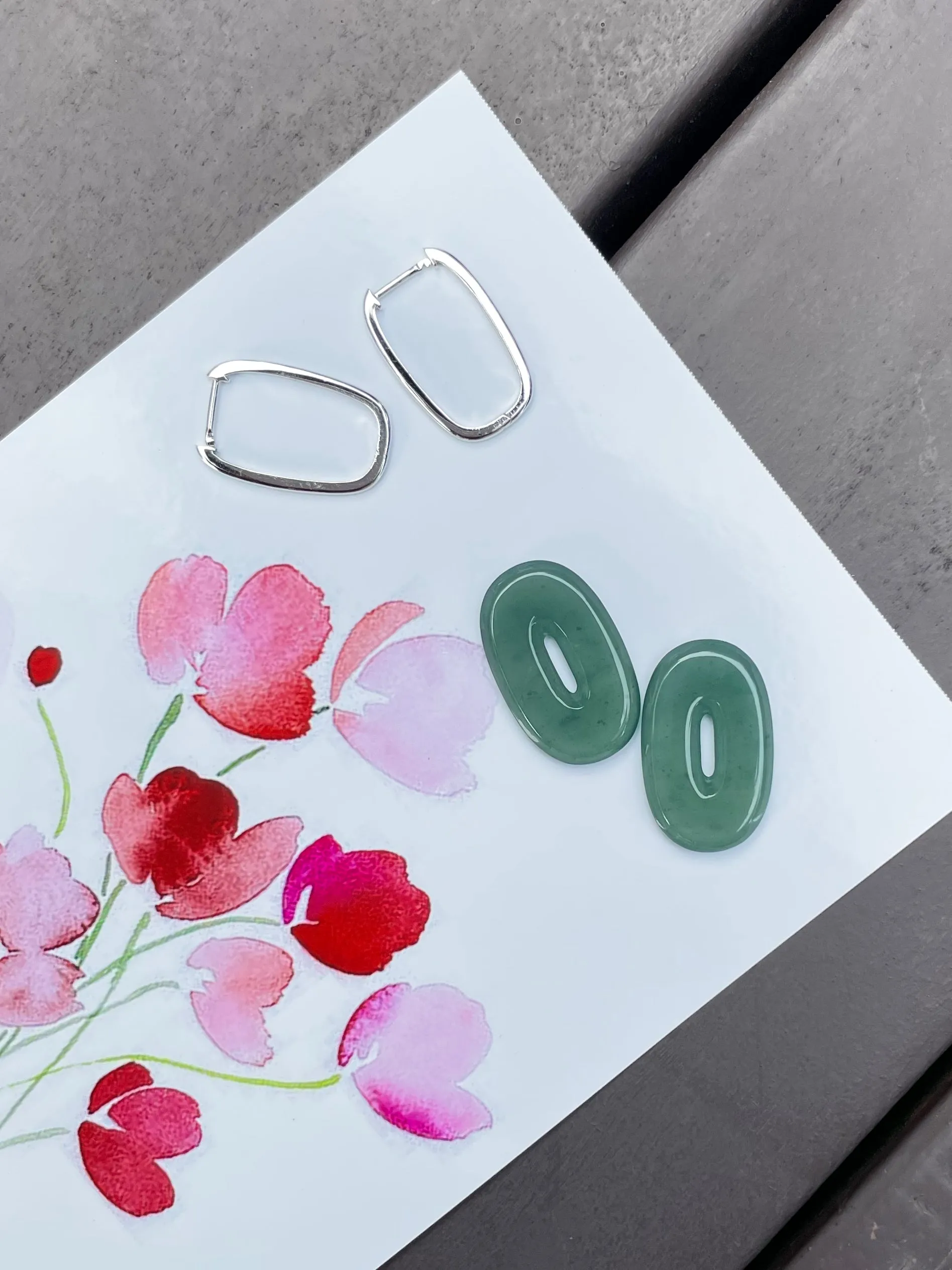 Bluish Green Jade Earrings (NJE070)