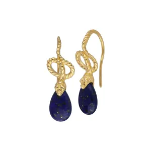 Boucles d'Oreilles Pendantes ECFEW™ 'The Ruler' Serpent avec Lapis Lazuli