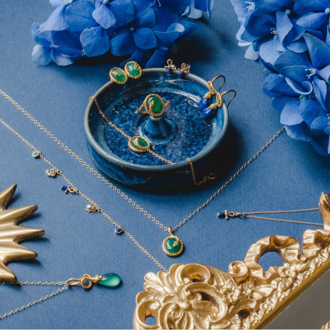 Boucles d'Oreilles Pendantes ECFEW™ 'The Ruler' Serpent avec Lapis Lazuli