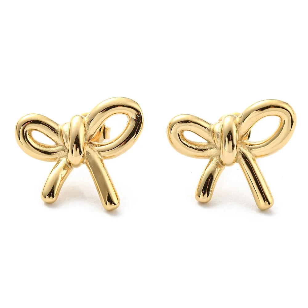 Bow Knot Stud Earrings Gold