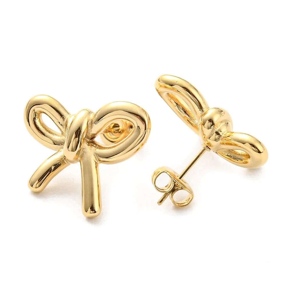 Bow Knot Stud Earrings Gold